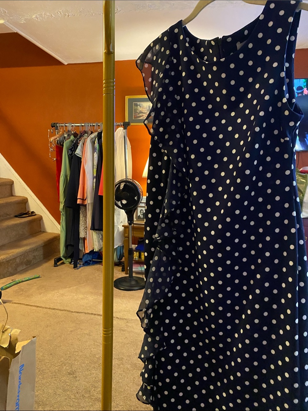 Shelby & Palmer Navy Blue Polka Dot Mini Dress